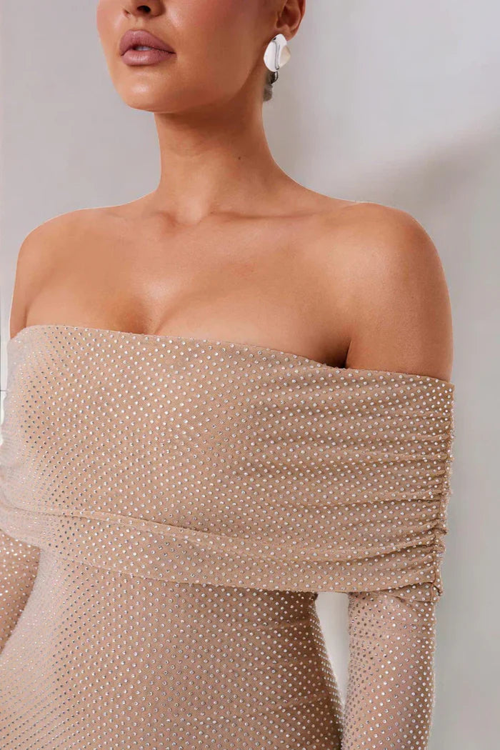 Selene Glitter Off Shoulder Dress