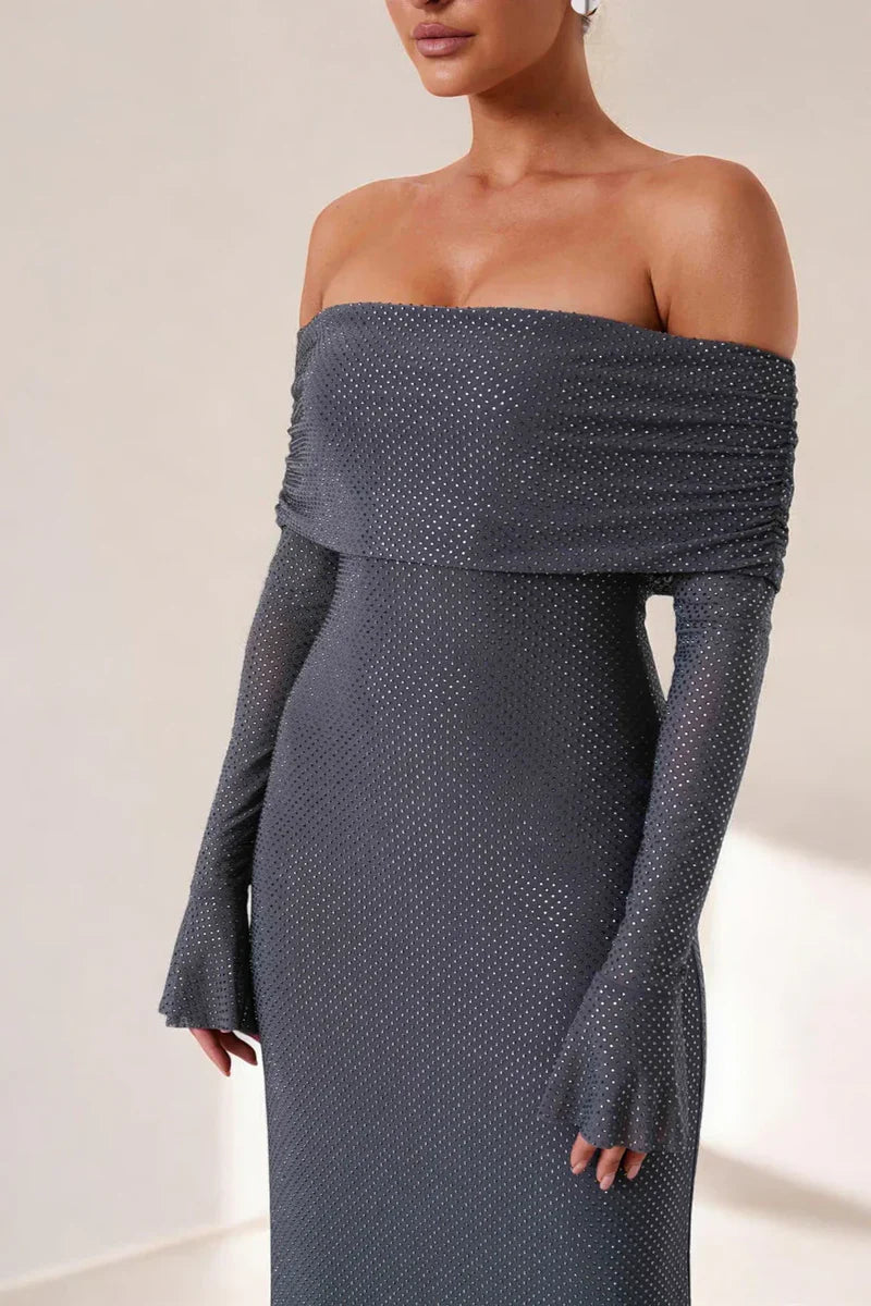 Selene Glitter Off Shoulder Dress
