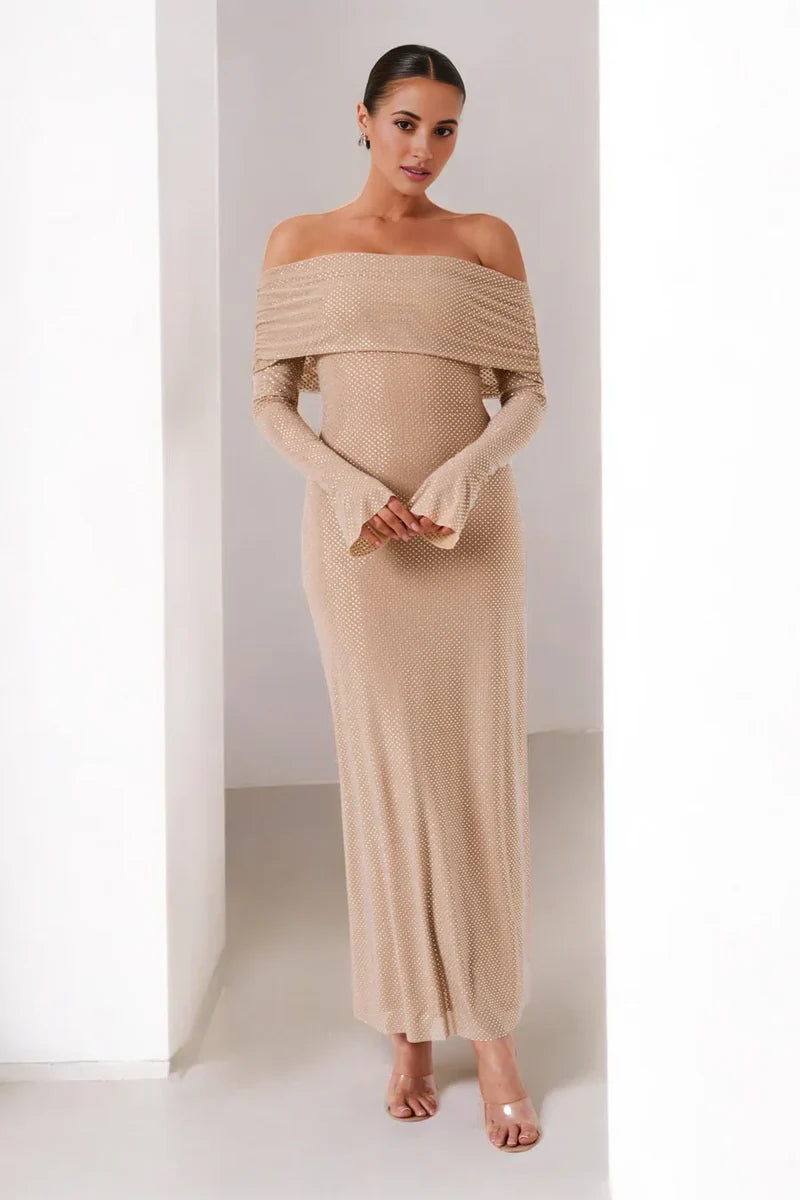 Selene Glitter Off Shoulder Dress