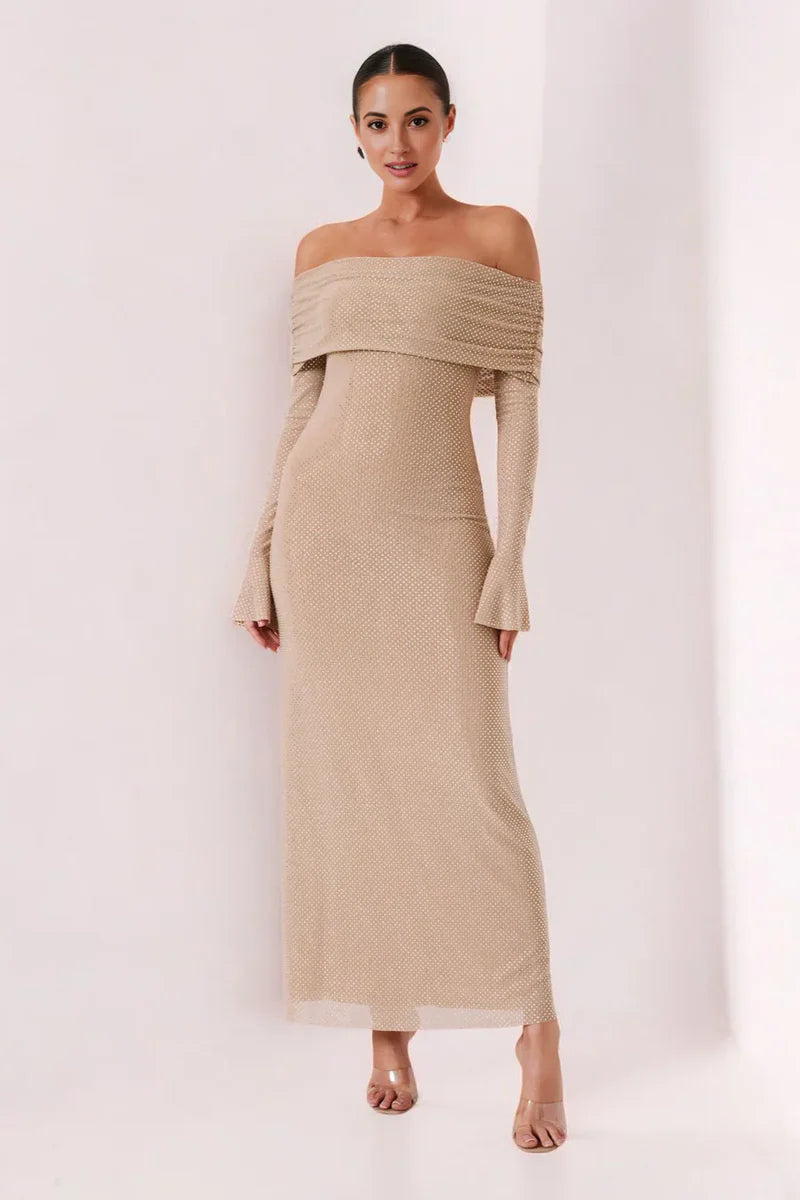 Selene Glitter Off Shoulder Dress