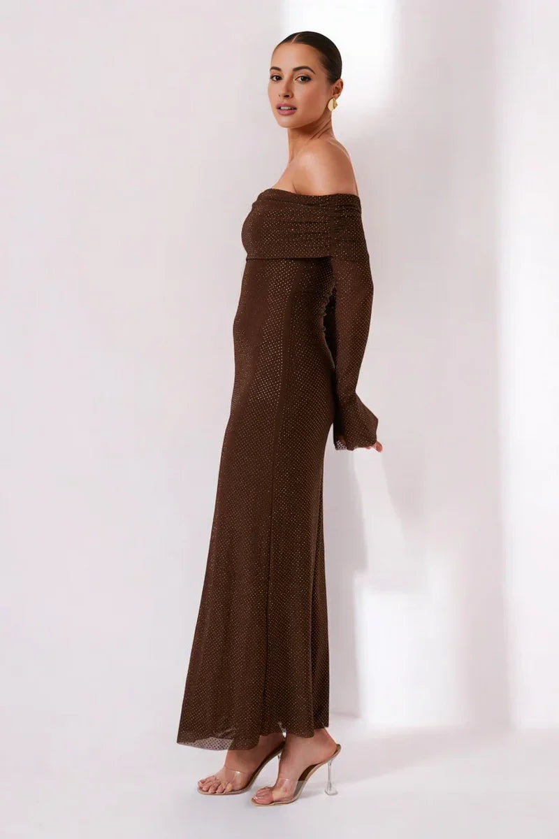 Selene Glitter Off Shoulder Dress
