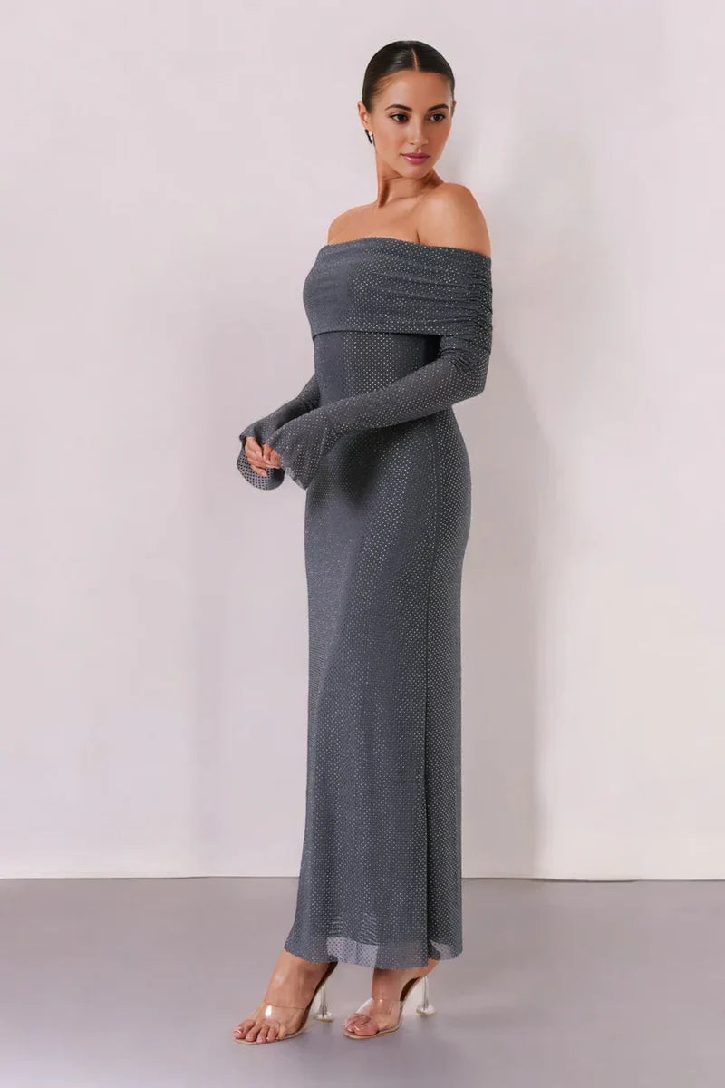 Selene Glitter Off Shoulder Dress